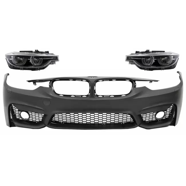 Front Bumper suitable for BMW 3 Series F30 F31 Non LCI & LCI (2011-2018) M3 Sport EVO Design with Full LED Angel Eyes Headlights