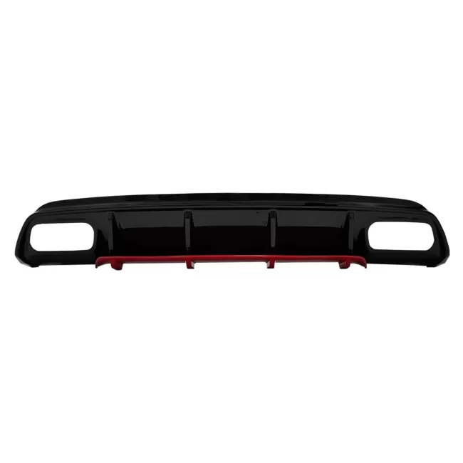 Rear Bumper Valance Diffuser with Exhaust Muffler Tips Chrome suitable for Mercedes A-Class W176 Facelift (2015-2018) A45 Design Red Edition