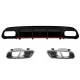 Rear Bumper Valance Diffuser with Exhaust Muffler Tips Chrome suitable for Mercedes A-Class W176 Facelift (2015-2018) A45 Design Red Edition