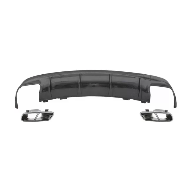 Rear Bumper Air Diffuser with Exhaust Muffler Tips Chrome suitable for Mercedes CLA W117 (2013-2018) Facelift CLA45 Carbon Design