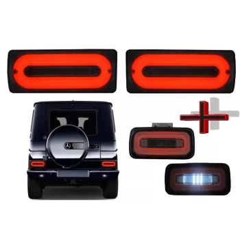 LED Taillights Light Bar with Rear Bumper Fog Lamp suitable for Mercedes G-class W463 (1989-2015) Smoke