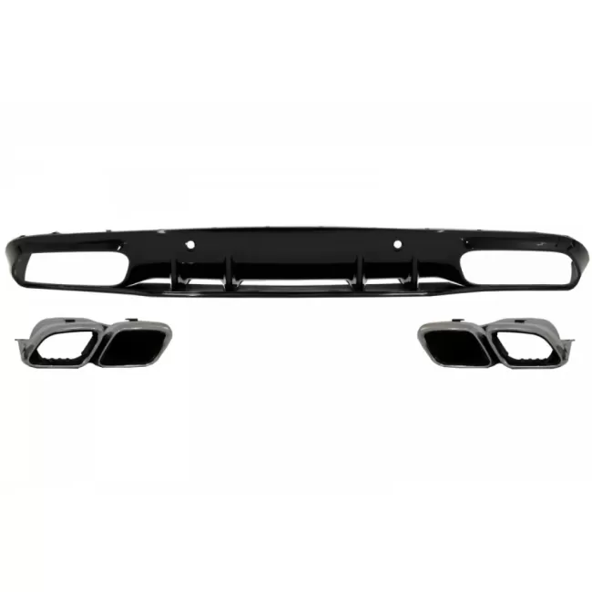 Bumper Valance Diffuser with Rear Bumper Flaps suitable for Mercedes C-Class C205 A205 Coupe Cabriolet (2014-2019) Facelift C63S Design