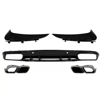 Bumper Valance Diffuser with Rear Bumper Flaps suitable for Mercedes C-Class C205 A205 Coupe Cabriolet (2014-2019) Facelift C63S Design