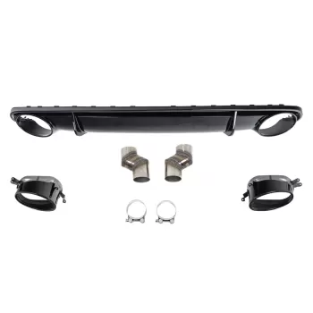 Rear Bumper Valance Diffuser with Exhaust Tips suitable for Audi A4 B8 Limousine Avant Pre Facelift (2007-2011) RS4 Design Black