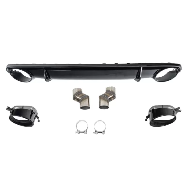 Rear Bumper Valance Diffuser with Exhaust Tips suitable for Audi A4 B8 Limousine Avant Pre Facelift (2007-2011) RS4 Design Black