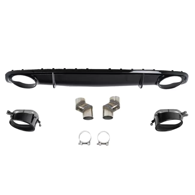 Rear Bumper Valance Diffuser & Exhaust Tips suitable for Audi A4 B8 B8.5 Limousine Avant Facelift (2012-2015) RS4 Design Black
