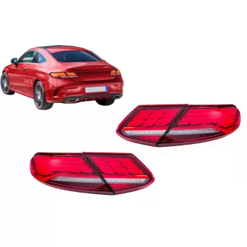 Full LED Taillights suitable for Mercedes C-Class A205 Cabrio C205 Coupe (2016-2023) Dynamic Sequential Turning Light