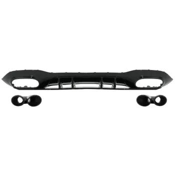 Rear Bumper Valance Diffuser suitable for Mercedes A-Class W177 Hatchback (2018-Up) Black Exhaust Muffler Tips