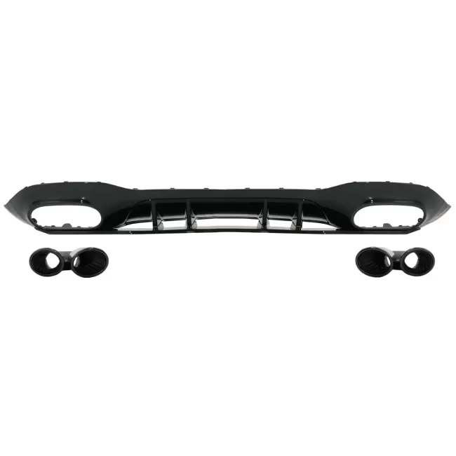 Rear Bumper Valance Diffuser suitable for Mercedes A-Class W177 Hatchback (2018-Up) Black Exhaust Muffler Tips