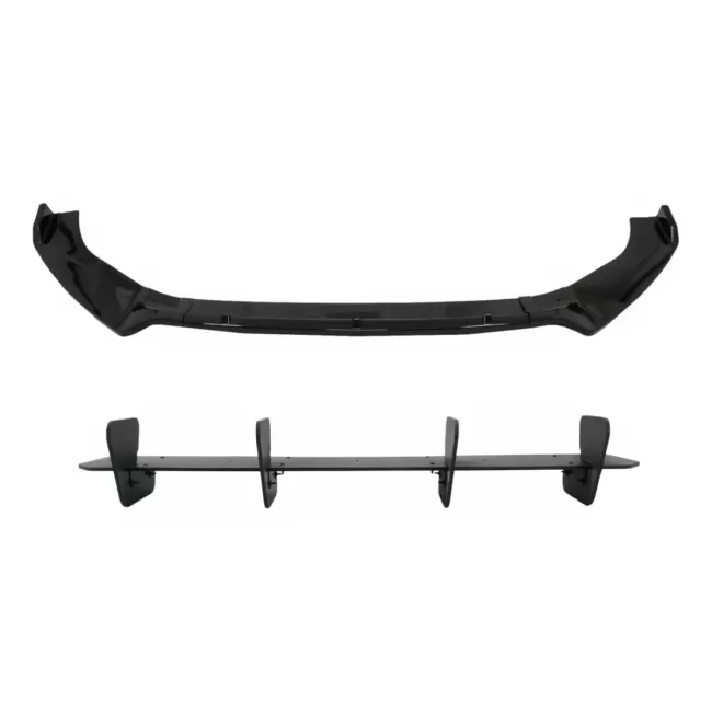 Front Bumper Lip Extension Spoiler with Rear Bumper Extension Splitter suitable for VW Golf 7.5 GTI (2017-2020) Black