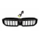 Central Kidney Grilles with LED suitable for BMW I3 G28 (2022-2024) Double Stripe Piano Black