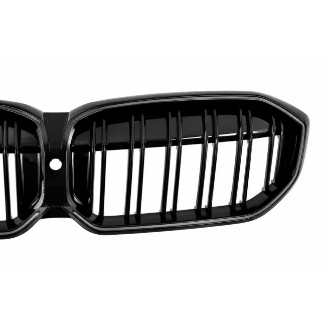 Central Kidney Grilles with LED suitable for BMW I3 G28 (2022-2024) Double Stripe Piano Black