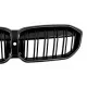 Central Kidney Grilles with LED suitable for BMW I3 G28 (2022-2024) Double Stripe Piano Black