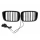 Central Kidney Grilles With LED suitable for BMW X3 G01 (11.2017-2020) X4 G02 (02.2018-2020) Double Stripe Piano Black