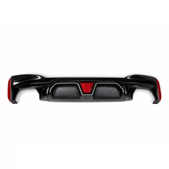 Rear Bumper Diffuser with LED suitable for BMW 5 Series G30 G31 Limousine Touring (2017-2024) M5 Design Carbon Insertion