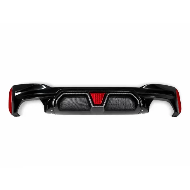 Rear Bumper Diffuser with LED suitable for BMW 5 Series G30 G31 Limousine Touring (2017-2024) M5 Design Carbon Insertion