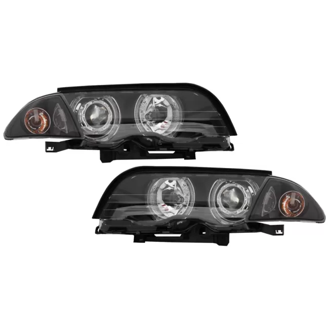 Headlights LED Angel Eyes suitable for BMW E46 Limousine Touring (1998-2001) Black