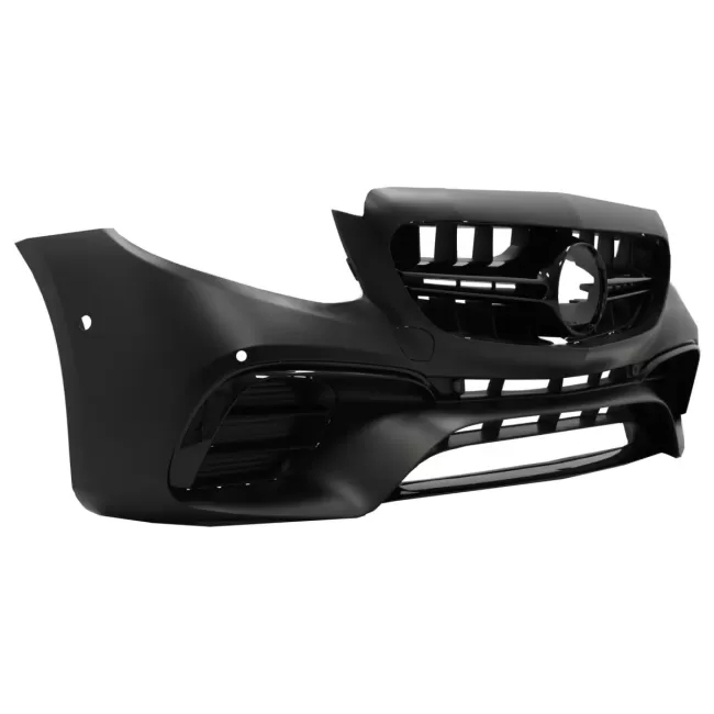 Front Bumper with Diffuser and Exhaust Muffler Tips suitable for Mercedes E-Class C238 A238 (2016-up) E63 Design Black Chrome