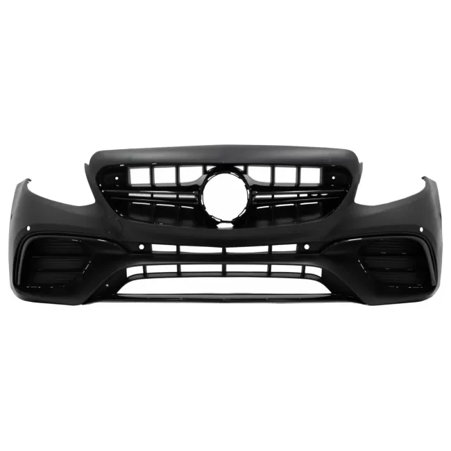 Front Bumper with Rear Diffuser and Exhaust Muffler Tips Chrome suitable for Mercedes E-Class W213 (2016-2019) E63 Design Black Edition