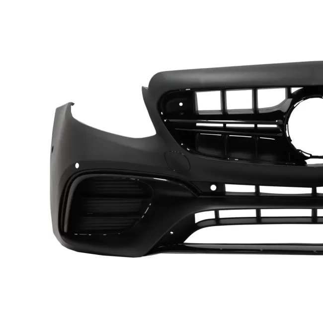 Front Bumper with Rear Diffuser and Exhaust Muffler Tips Chrome suitable for Mercedes E-Class W213 (2016-2019) E63 Design Black Edition
