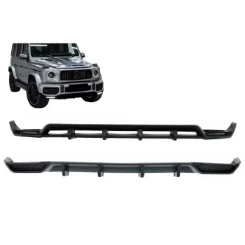 Front Bumper Lip Spoiler LED DRL Extension with Rear Bumper Diffuser suitable for Mercedes G-Class Facelift W463 W464 (2018-up)