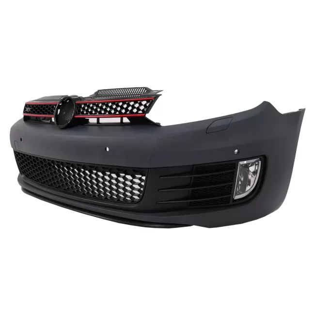 Front Bumper  suitable for VW Golf VI 6 (2008-2013) GTI Look with Headlights Golf 7 3D LED DRL U-Design LED Flowing Turning Light Red Stripe GTI RHD