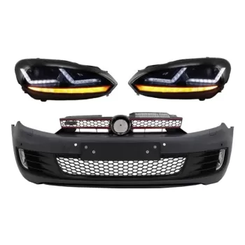 Front Bumper suitable for VW Golf 6 (2008-2013) Look with Osram LED Headlights Xenon Upgrade Red GTI Dynamic Sequential Turning Lights