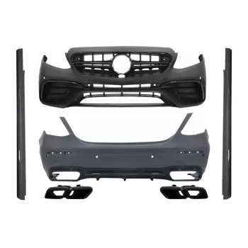 Body Kit suitable for Mercedes E-Class W213 (2016-2019) E63 Design with Exhaust Muffler Tips Black