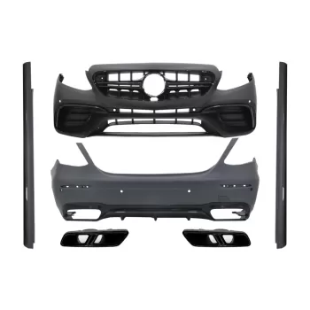 Body Kit suitable for Mercedes E-Class W213 (2016-2019) E63 Design with Exhaust Muffler Tips Black