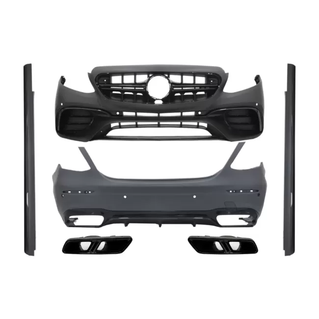 Body Kit suitable for Mercedes E-Class W213 (2016-2019) E63 Design with Exhaust Muffler Tips Black