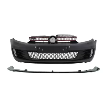 Front Bumper with Lip Extension Spoiler Piano Black suitable for VW Golf VI 6 (2008-2013) GTI Look