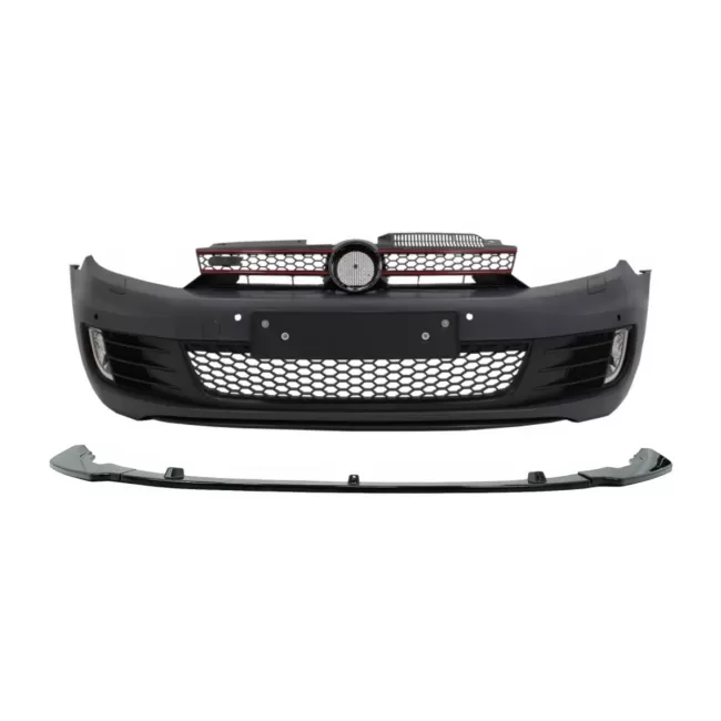Front Bumper with Lip Extension Spoiler Piano Black suitable for VW Golf VI 6 (2008-2013) GTI Look