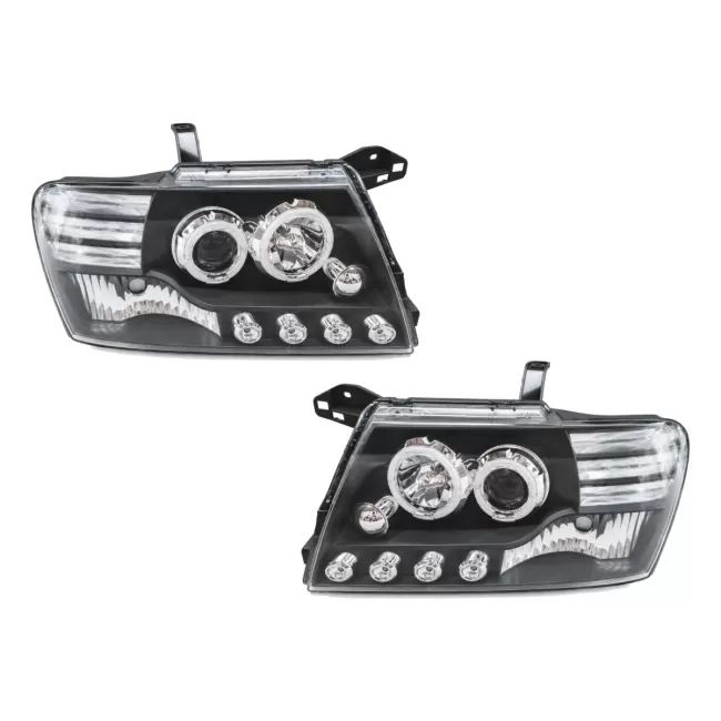 Angel Eyes Headlights suitable for Mitsubishi Pajero V60 (2000-2006) Black