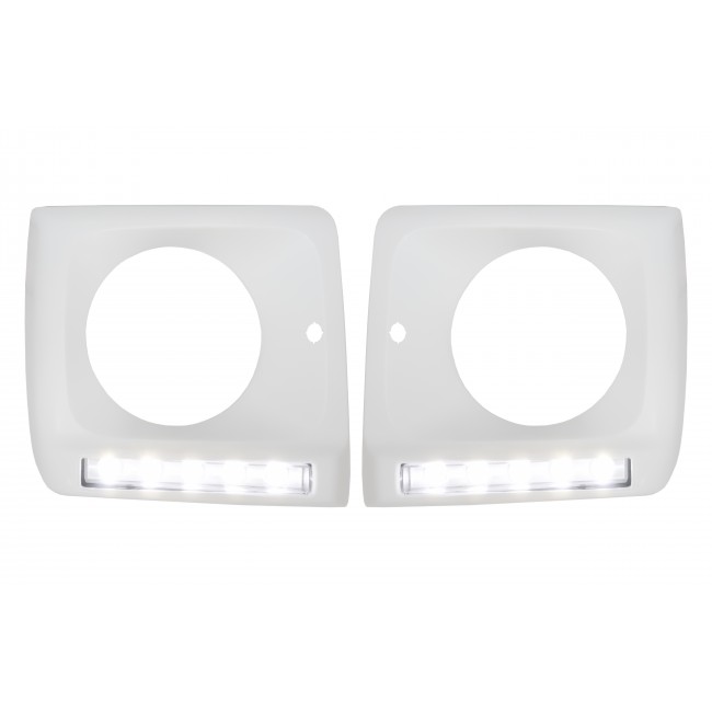 Headlights Covers with LED DRL Daytime Running Lights suitable for Mercedes G-Class W463 (1989-up) G65 Design Chrome