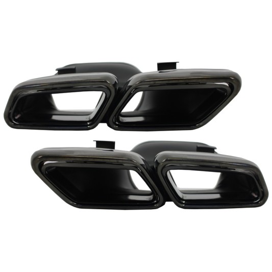 Exhaust Muffler Tips suitable for Mercedes Benz S-Class W222 E-Class W212 S212 Facelift CLS W218 SL-Class R231 E65 S65 SL65 A-Design Black Edition