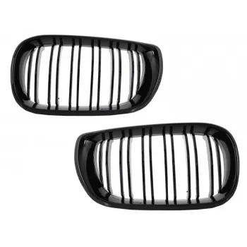 Central Kidney Grilles suitable for BMW 3 Series E46 Facelift (10.2001-2005) Double Stripe M Design Piano Black