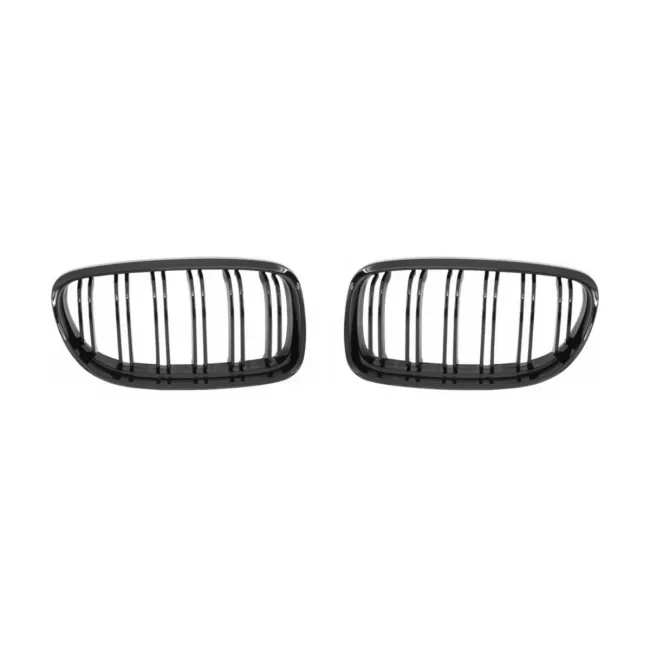Front Kidney Grilles suitable for BMW 3 Series E90 E91 LCI (2008-2011) Double Stripe M Design Piano Black