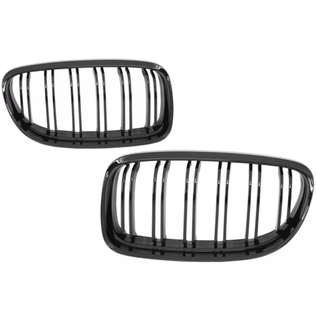 Front Kidney Grilles suitable for BMW 3 Series E90 E91 LCI (2008-2011) Double Stripe M Design Piano Black