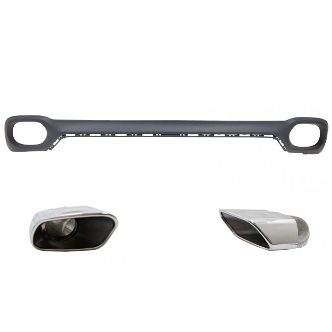 Rear Bumper Valance Diffuser and Square Exhaust Tips suitable for BMW X6 F16 V8 Design M-Tech Style