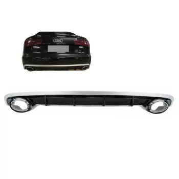 Rear Bumper Valance Diffuser and Exhaust Tips suitable for Audi A6 4G C7 Facelift (2015-2018) RS6 Design