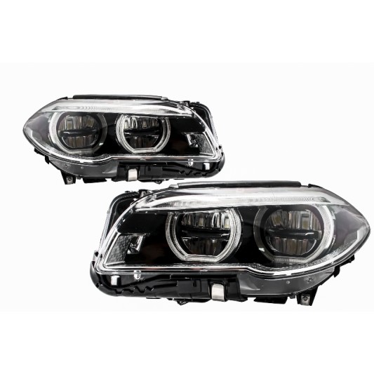 Full LED Angel Eyes Headlights suitable for BMW 5 Series F10 F11 LCI (2014-2017)