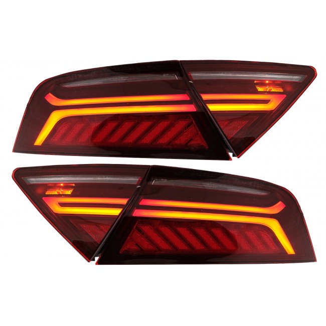 LED Light Bar Taillights suitable for Audi A7 4G (2010-2014) Facelift Design Cherry Red Smoke