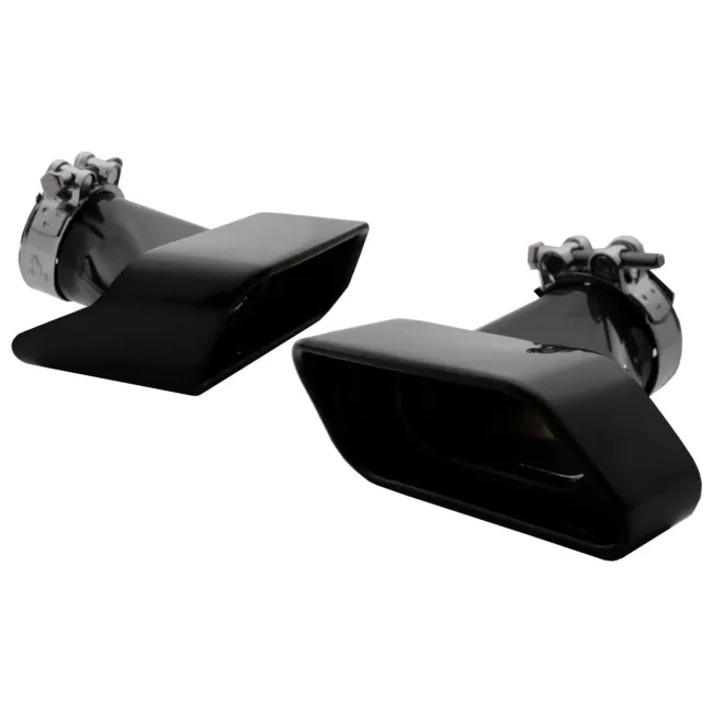Exhaust Muffler Tips suitable for BMW 5 Series Sedan Touring F10 F11 F18 (2011-2017) 550i V8 LCI Square Design Black Edition