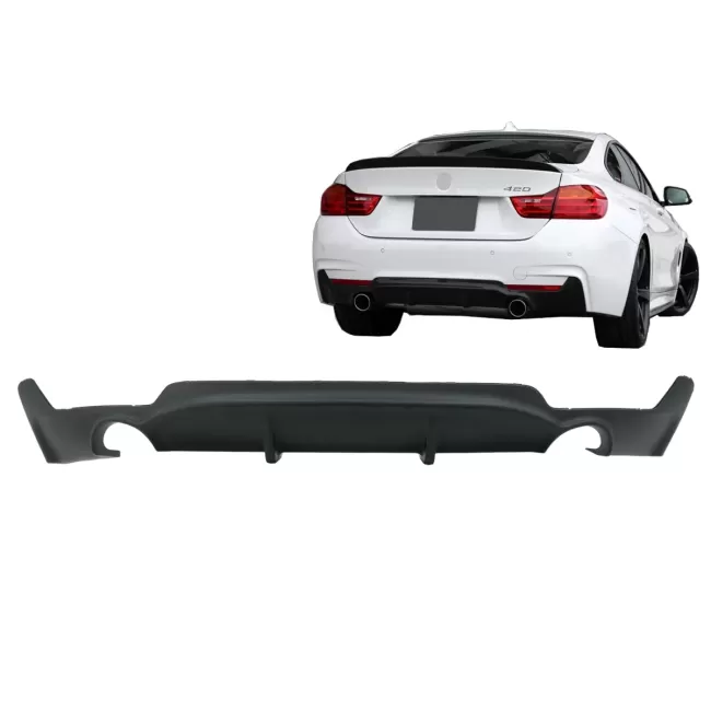 Rear Bumper Diffuser suitable for BMW 4 Series F32 F33 F36 (2013-) Coupe Cabrio M Performance Design Twin Single Outlet