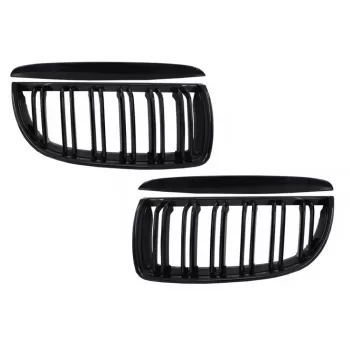 Front Kidney Grilles suitable for BMW 3 Series E90 E91 Pre-LCI (2005-2008) Double Stripe M Design Piano Black