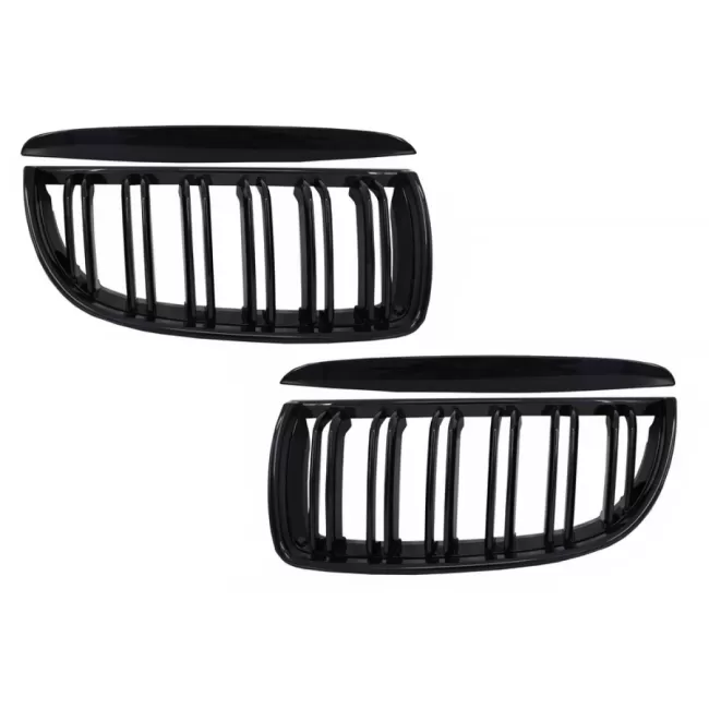 Front Kidney Grilles suitable for BMW 3 Series E90 E91 Pre-LCI (2005-2008) Double Stripe M Design Piano Black