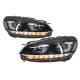 Headlights suitable for VW Golf 6 VI (2008-2013) Golf 7 3D LED DRL U-Design LED Flowing Turning Light Chrome RHD