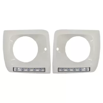 Headlights Covers White with LED DRL Daytime Running Lights suitable for Mercedes G-Class W463 (1989-2012) G65 Design Chrome