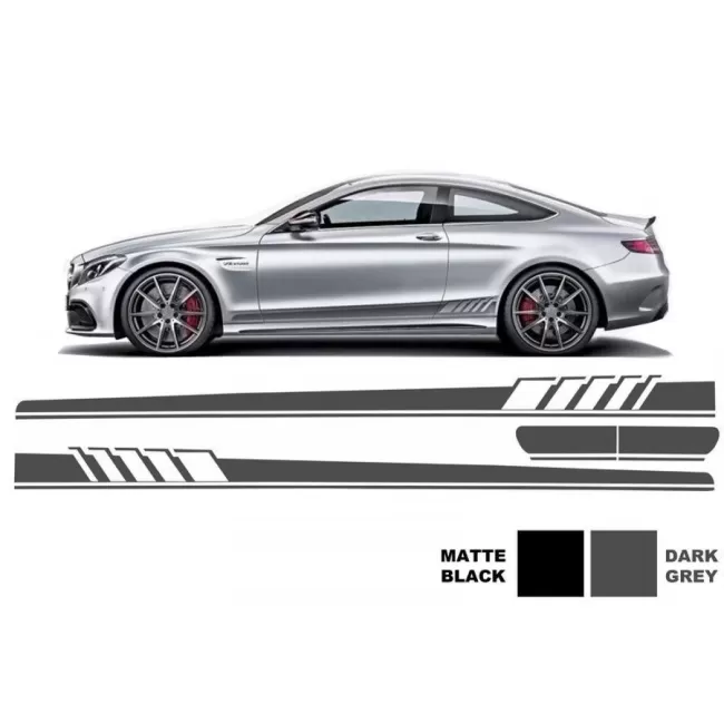 Side Decals Sticker Vinyl Dark Grey suitable for Mercedes C-Class C205 Coupe A205 Cabriolet (2014-) C63 Design