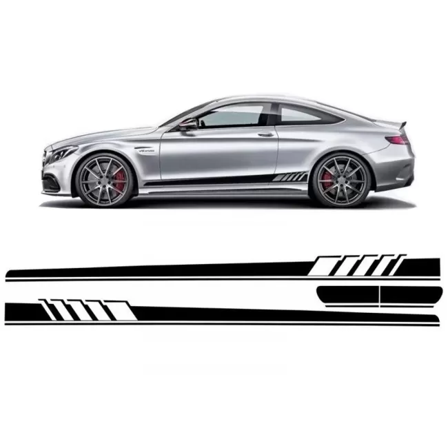 Side Decals Sticker Vinyl Matte Black suitable for Mercedes C-Class C205 Coupe A205 Cabriolet (2014-) C63 Design